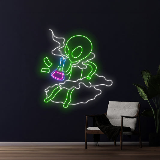 Smoking Alien Led Sign