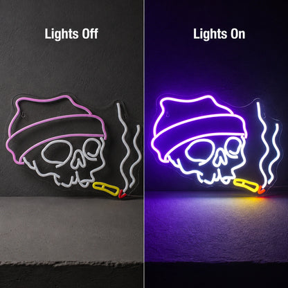 Smoking Beanie Skull LED Neon Sign main product image