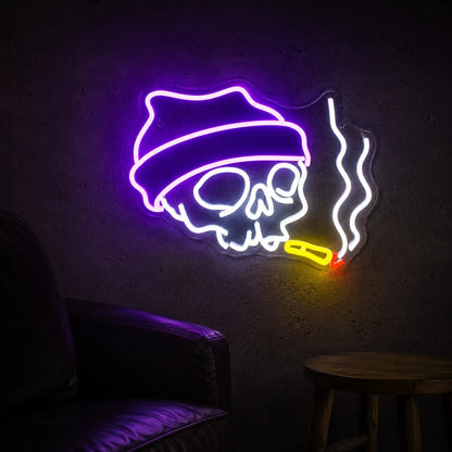 Smoking Beanie Skull LED Neon Sign - Shineneon