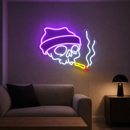Smoking Beanie Skull LED Neon Sign - Shineneon