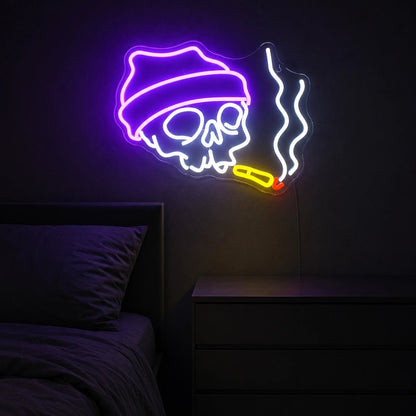 Smoking Beanie Skull LED Neon Sign - Shineneon