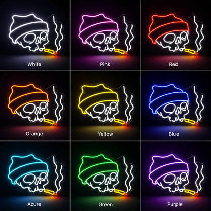 Smoking Beanie Skull LED Neon Sign - Shineneon