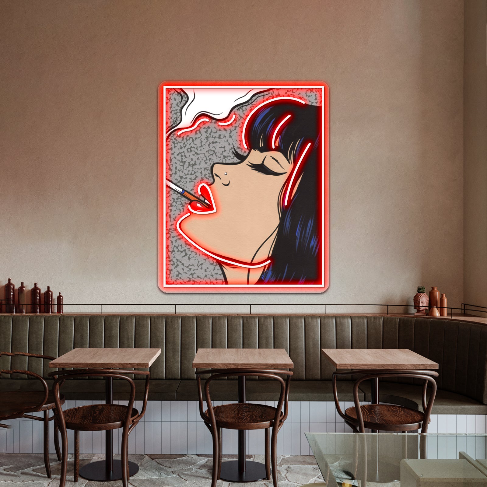 Smoking Comic Pop Art Girl Artwork Custom Led Signs | Shineneon