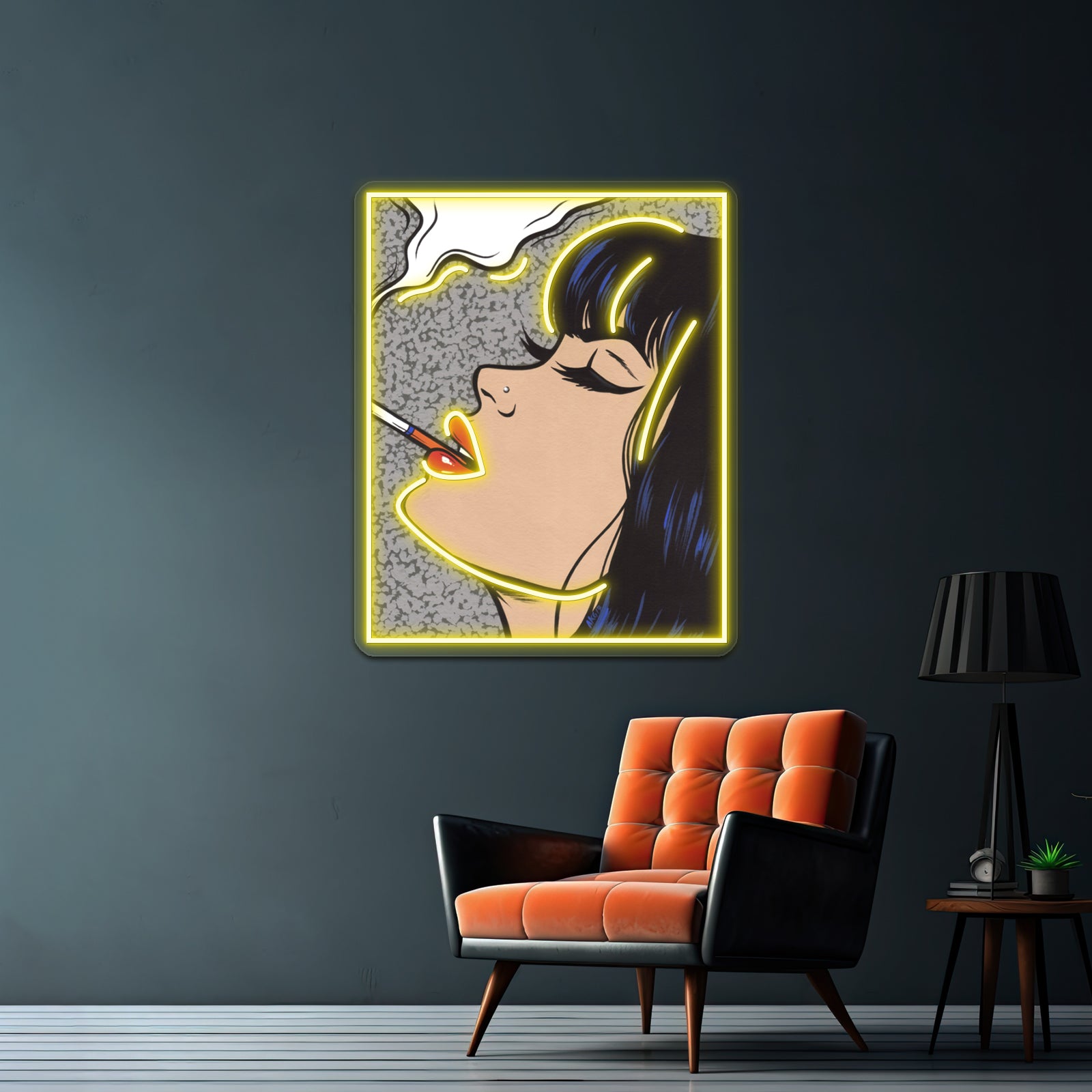 Smoking Comic Pop Art Girl Artwork Custom Led Signs | Shineneon