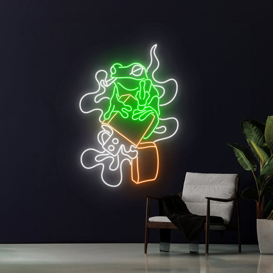 Smoking Frog Led Sign Cigar Frog Neon Sign