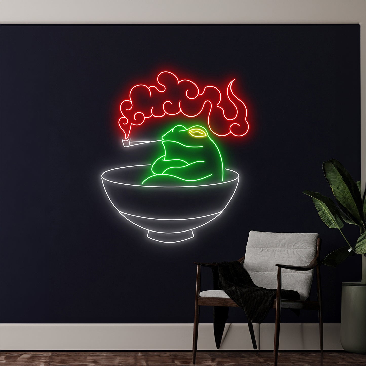 Smoking Frog Noodles Bowl Led Sign