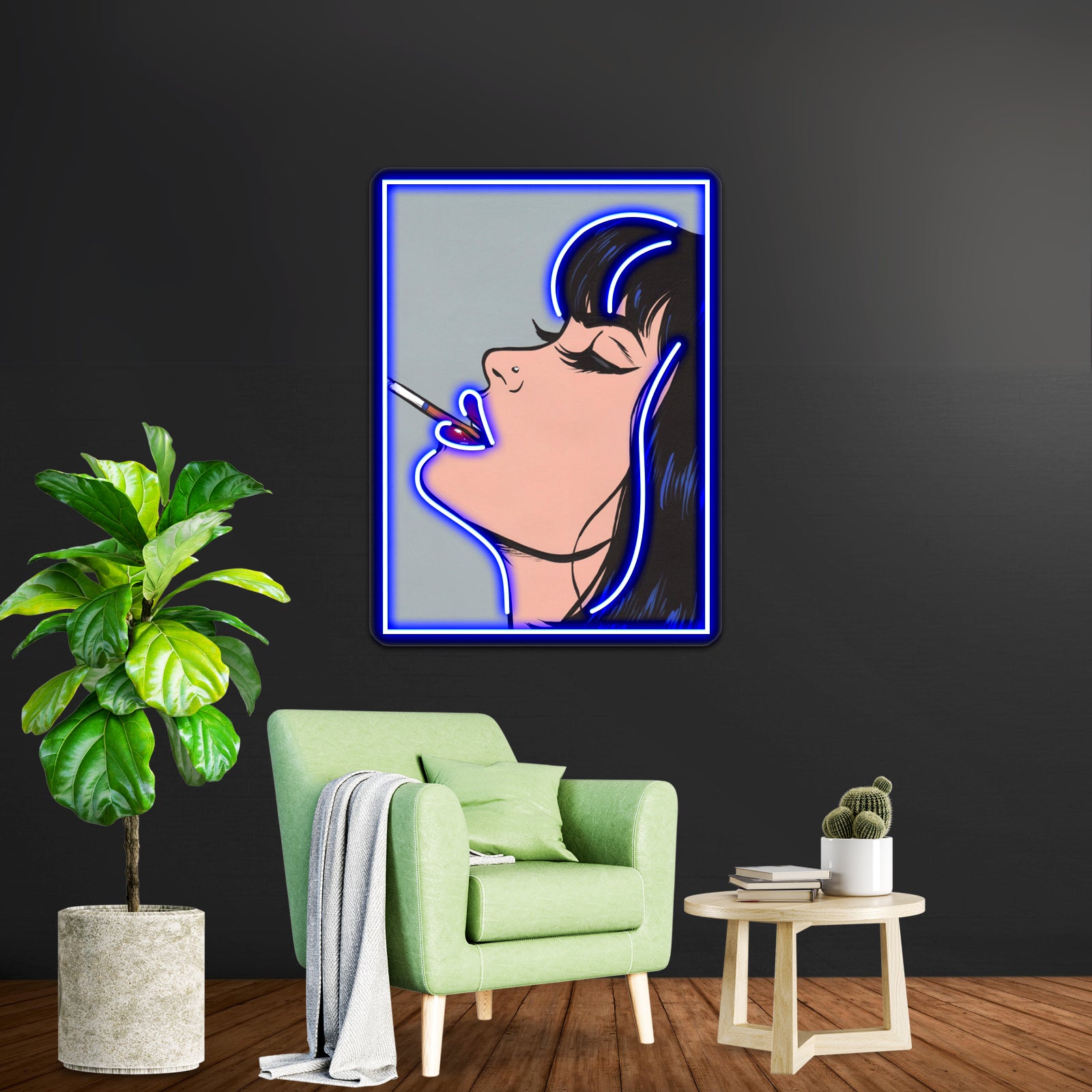 Smoking Girl Artwork Custom Led Signs | Shineneon