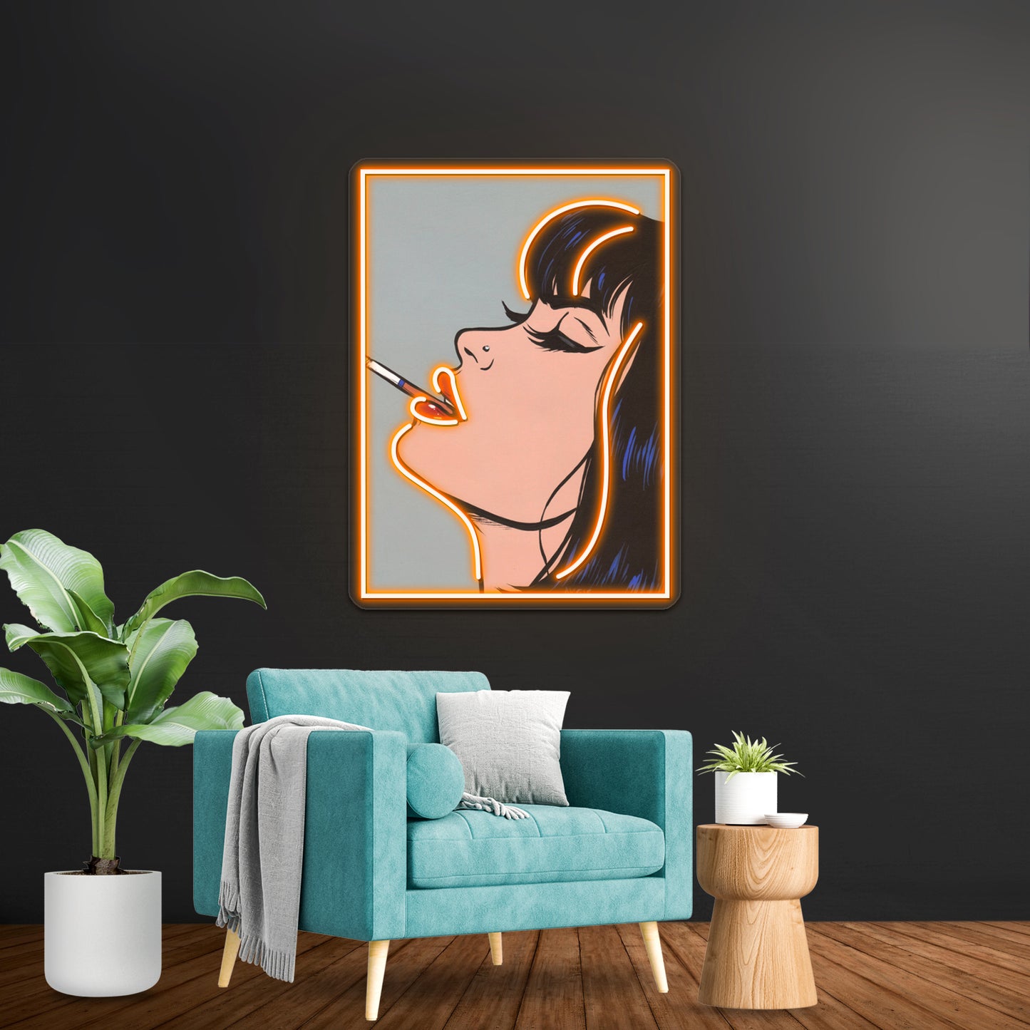 Smoking Girl Artwork Custom Led Signs