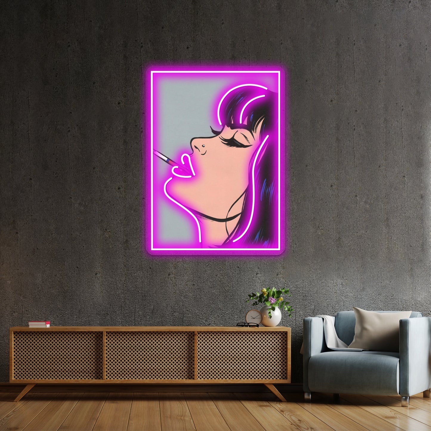 Smoking Girl Artwork Custom Led Signs