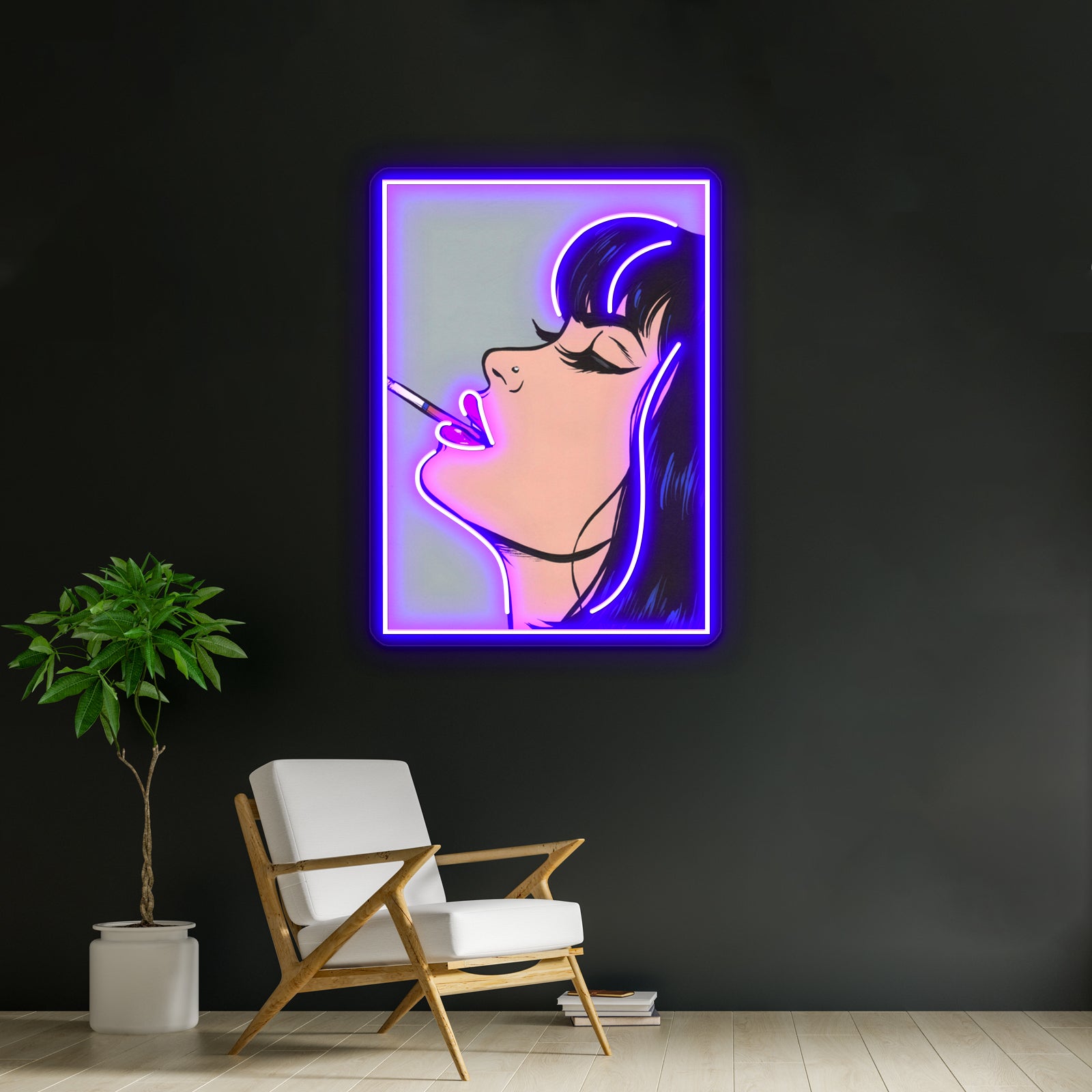Smoking Girl Artwork Custom Led Signs | Shineneon
