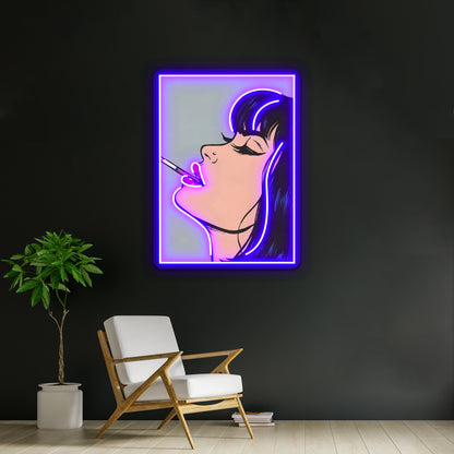 Smoking Girl Artwork Custom Led Signs