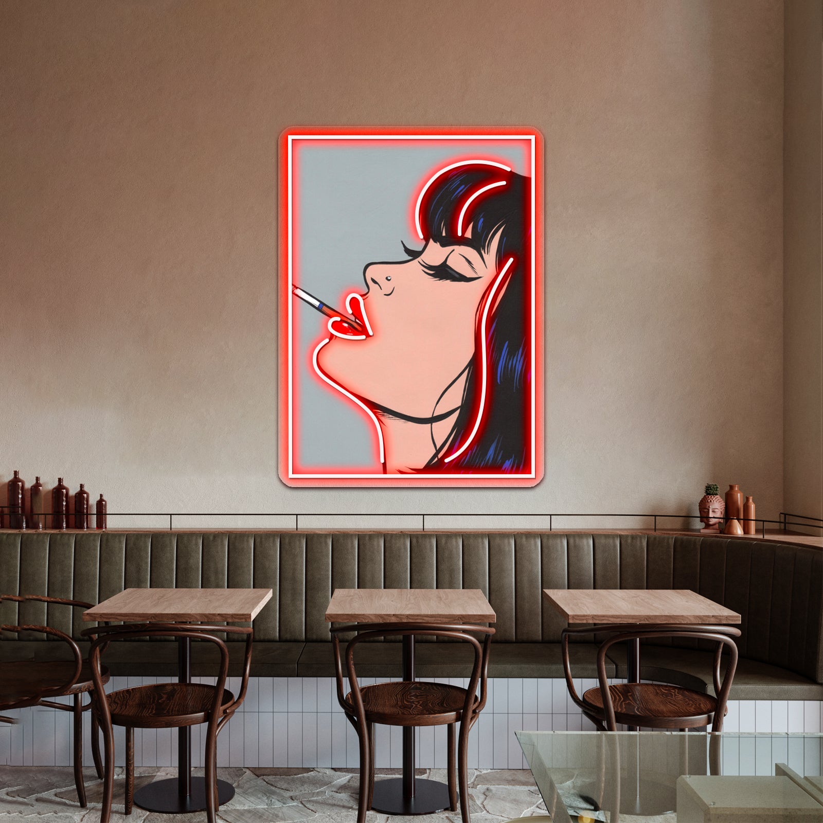 Smoking Girl Artwork Custom Led Signs | Shineneon