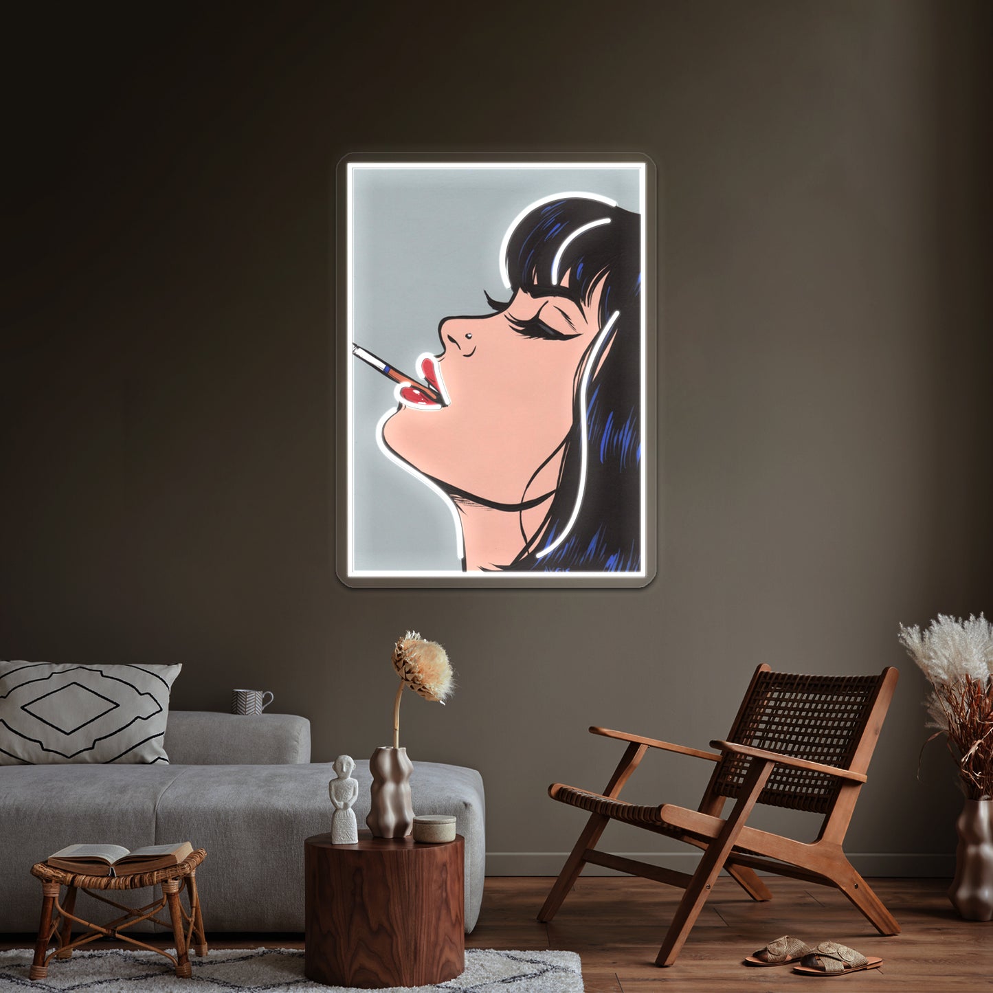 Smoking Girl Artwork Custom Led Signs