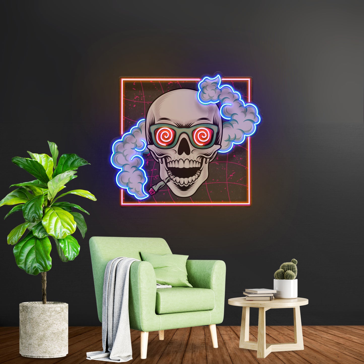 Smoking High Skull Led Neon Sign Light Custom Led Signs