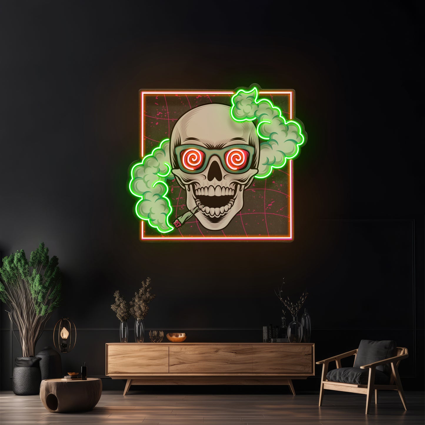 Smoking High Skull Led Neon Sign Light Custom Led Signs