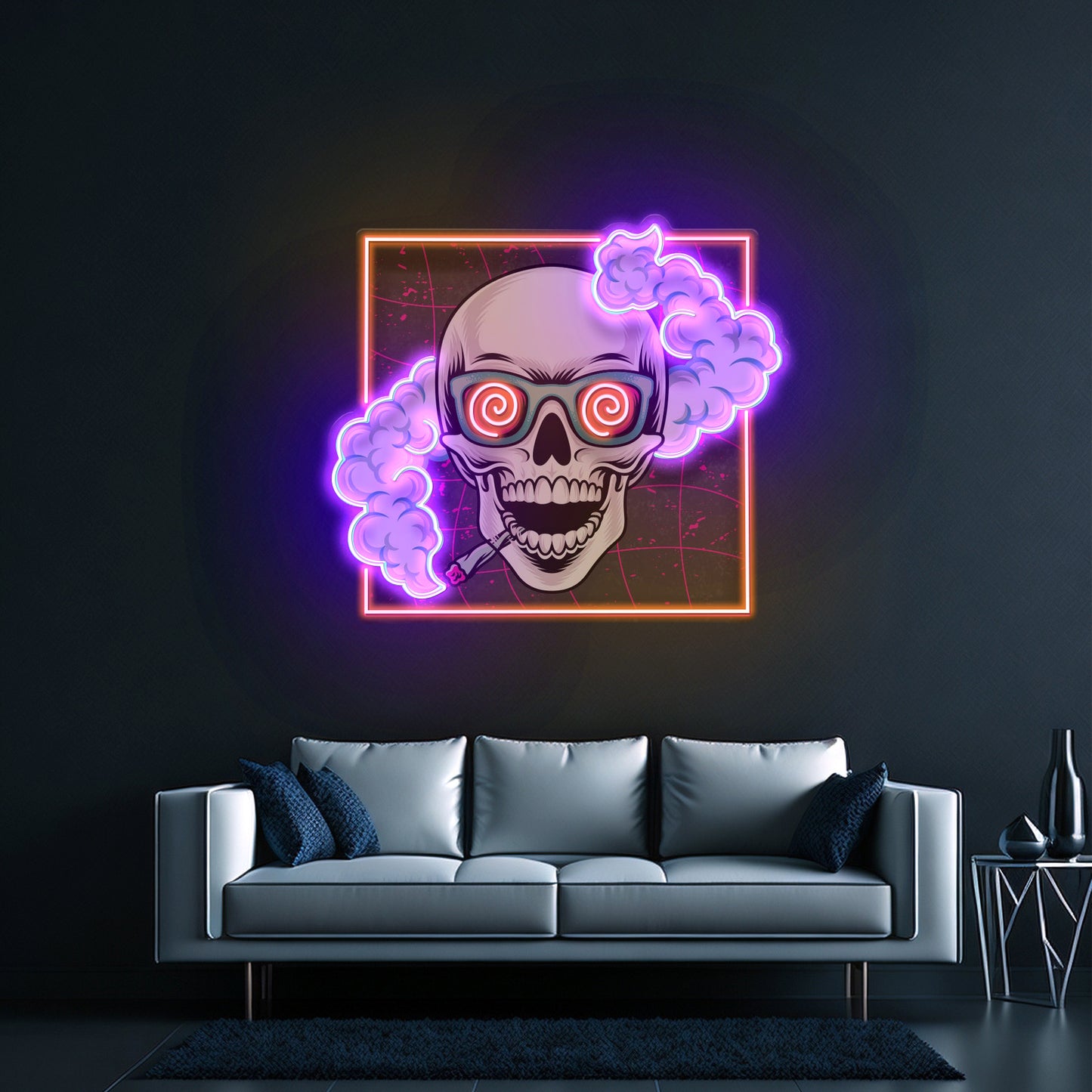 Smoking High Skull Led Neon Sign Light Custom Led Signs