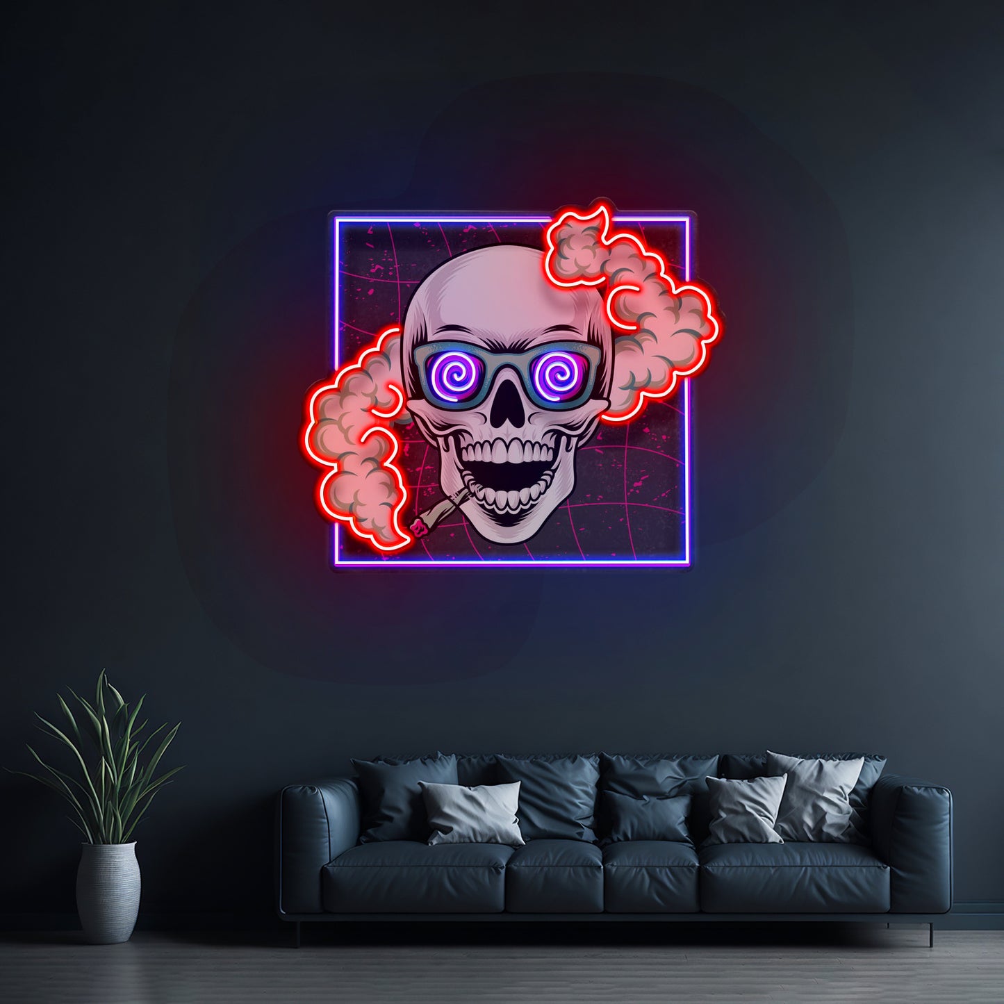 Smoking High Skull Led Neon Sign Light Custom Led Signs