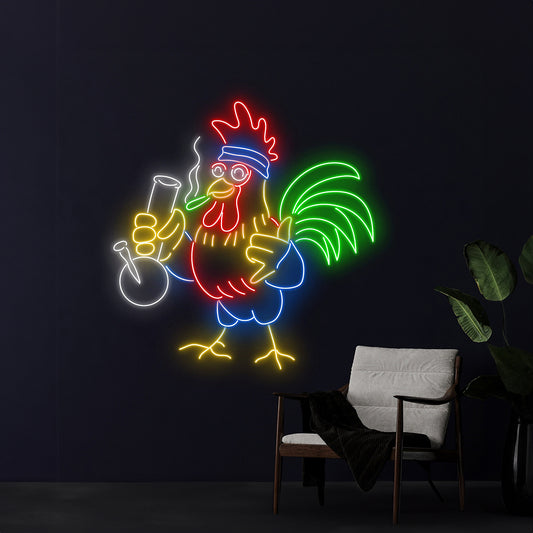 Smoking Rooster Neon Light