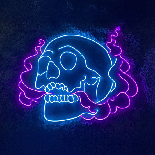 Smoking Skull Led Sign Wall Decor