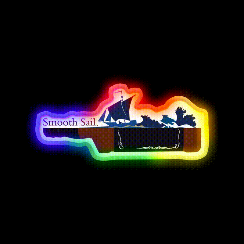 Smooth Sail Whiskey Beer Bar Decor Led Neon Sign Rgb Color - LED neon sign close-up detail