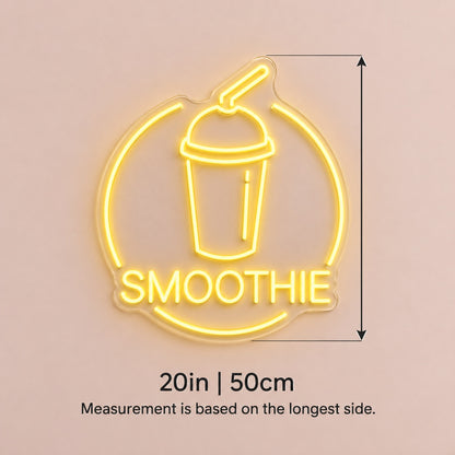 Smoothie Cup LED Neon Sign - size guide