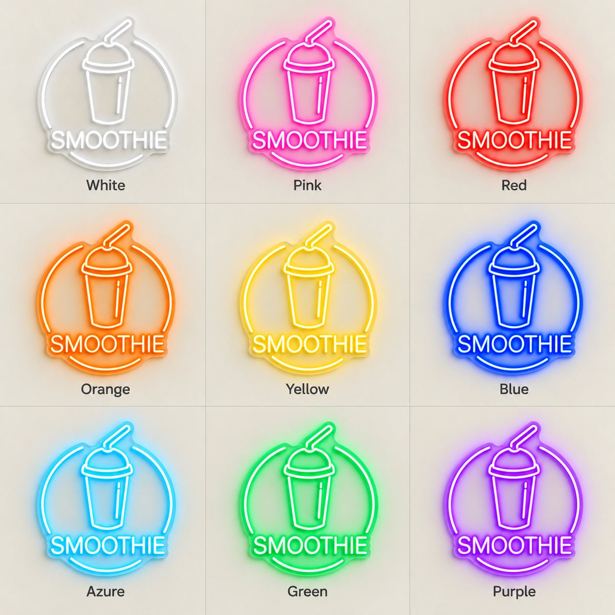 Smoothie Cup LED Neon Sign - nine-color grid
