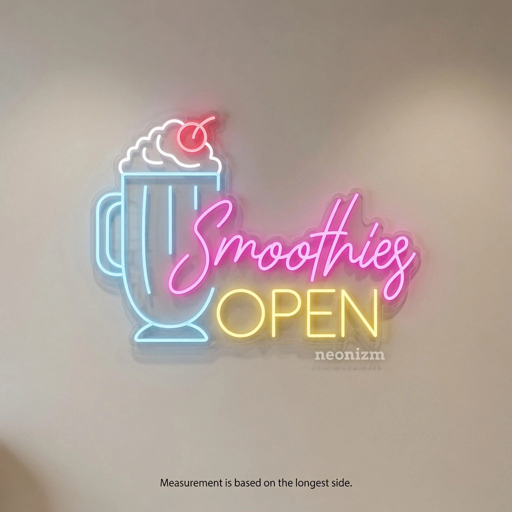 Smoothies Open Wall Decor LED Neon Sign - 04 Size Image