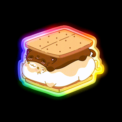 Smore Cats Snack Food Led Neon Sign Rgb Color - LED neon sign close-up detail