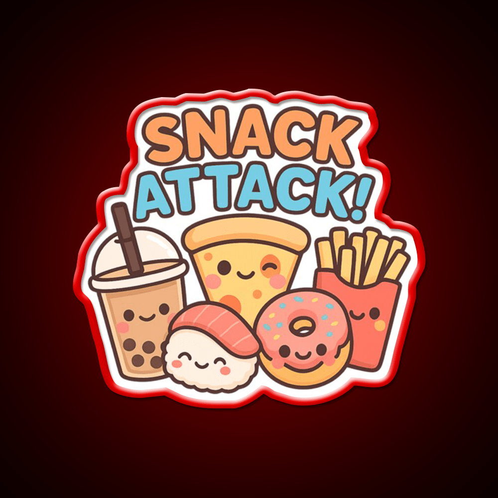 Snack Attack Cute Kawaii Food Friends Snack Food Led Neon Sign Rgb Color - Shineneon