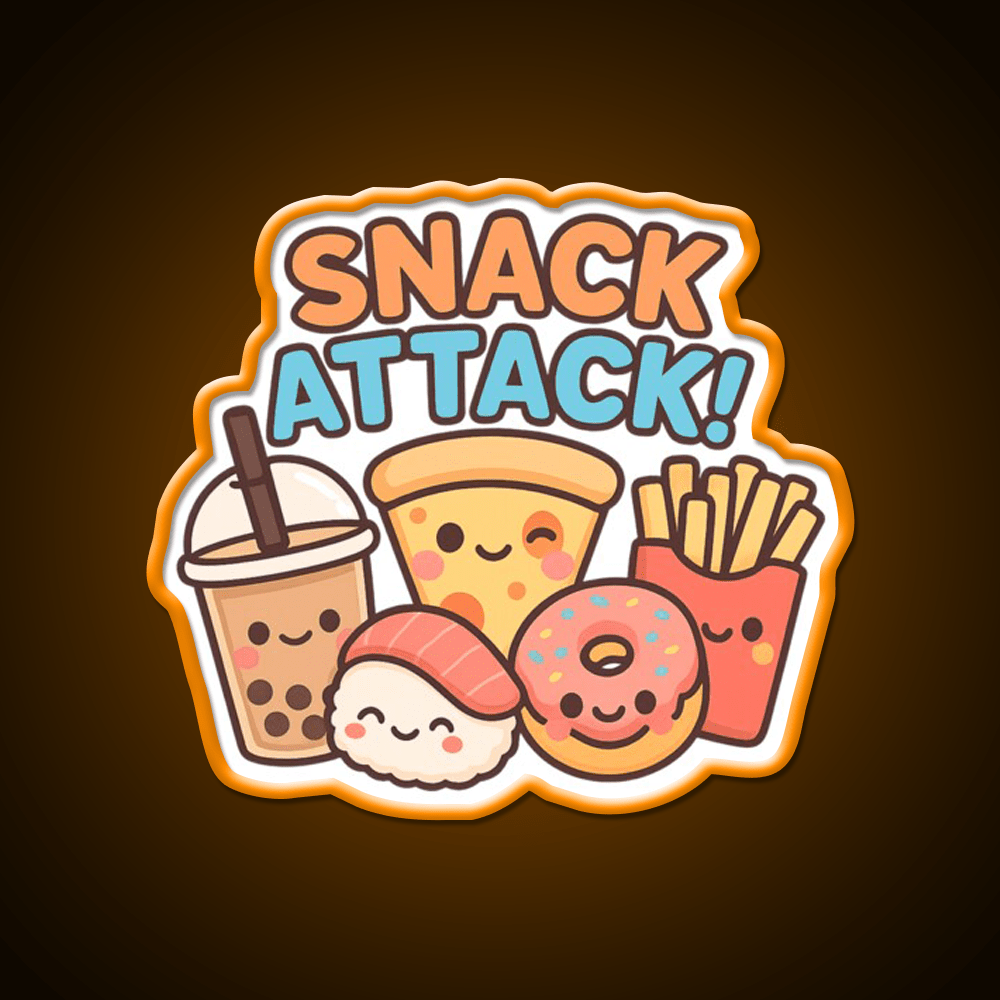 Snack Attack Cute Kawaii Food Friends Snack Food Led Neon Sign Rgb Color - Shineneon