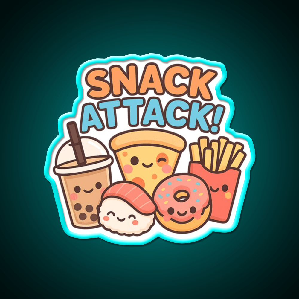 Snack Attack Cute Kawaii Food Friends Snack Food Led Neon Sign Rgb Color - Shineneon