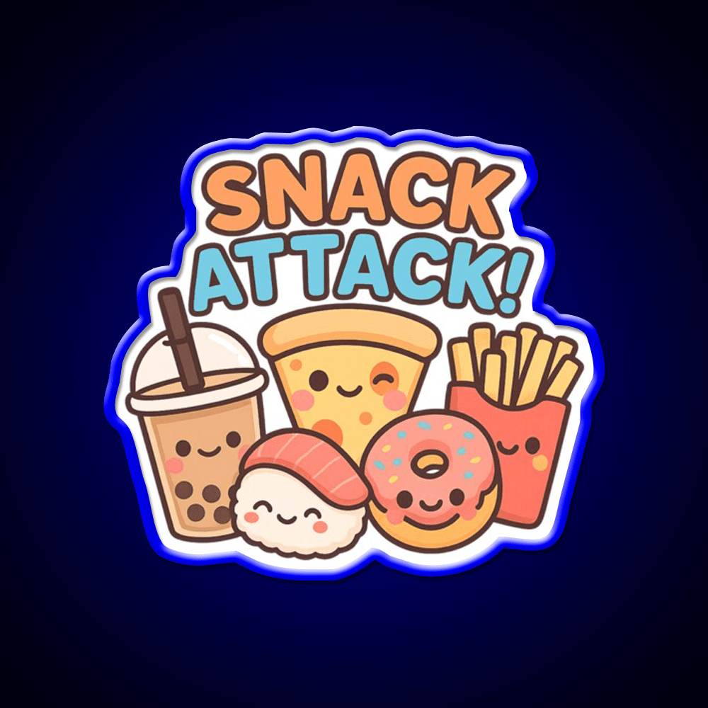 Snack Attack Cute Kawaii Food Friends Snack Food Led Neon Sign Rgb Color - Shineneon