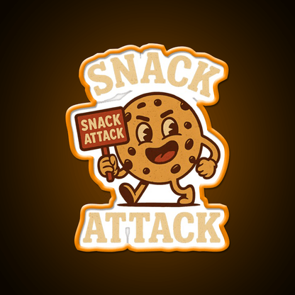 Snack Attack Funny Snack Character Holding Sign Snack Food Led Neon Sign Rgb Color - Shineneon