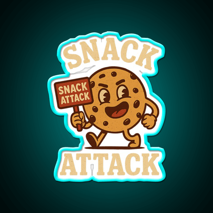 Snack Attack Funny Snack Character Holding Sign Snack Food Led Neon Sign Rgb Color - Shineneon