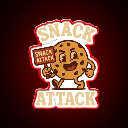 Snack Attack Funny Snack Character Holding Sign Snack Food Led Neon Sign Rgb Color - Shineneon