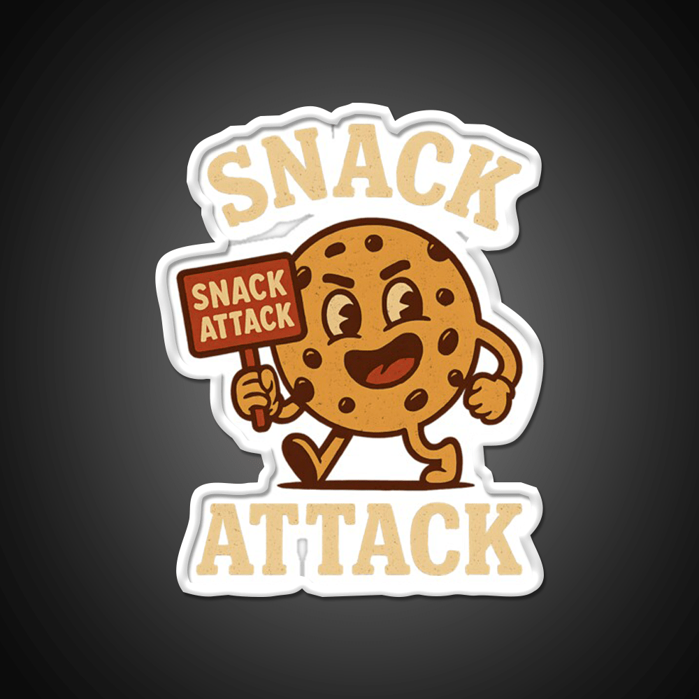 Snack Attack Funny Snack Character Holding Sign Snack Food Led Neon Sign Rgb Color - Shineneon