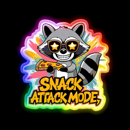 Snack Attack Mode Raccoon Snack Food Led Neon Sign Rgb Color - LED neon sign close-up detail
