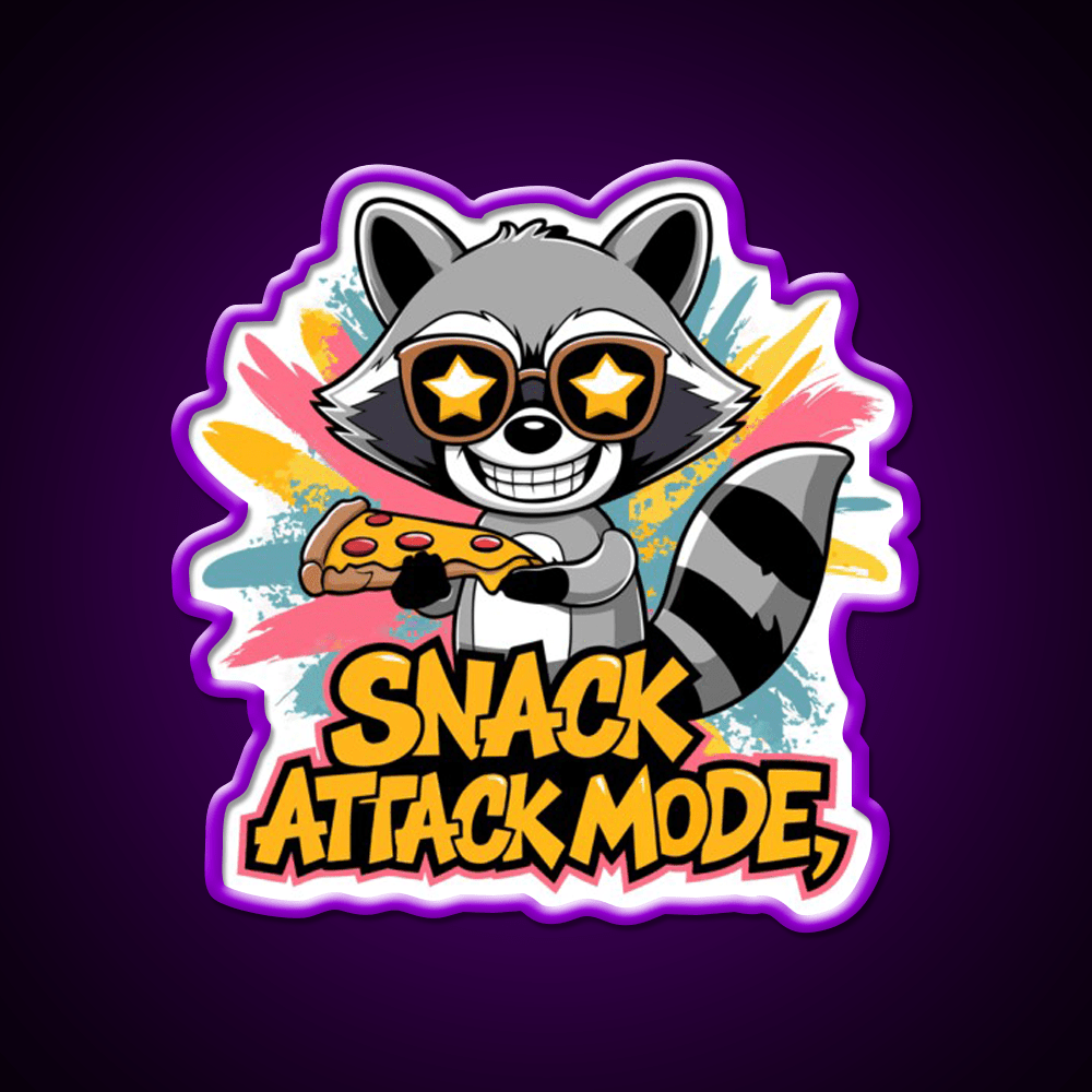 Snack Attack Mode Raccoon Snack Food Led Neon Sign Rgb Color - Shineneon