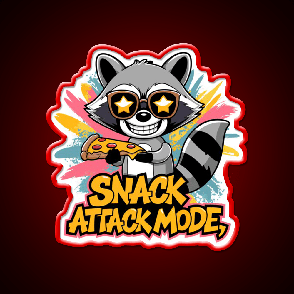 Snack Attack Mode Raccoon Snack Food Led Neon Sign Rgb Color - Shineneon