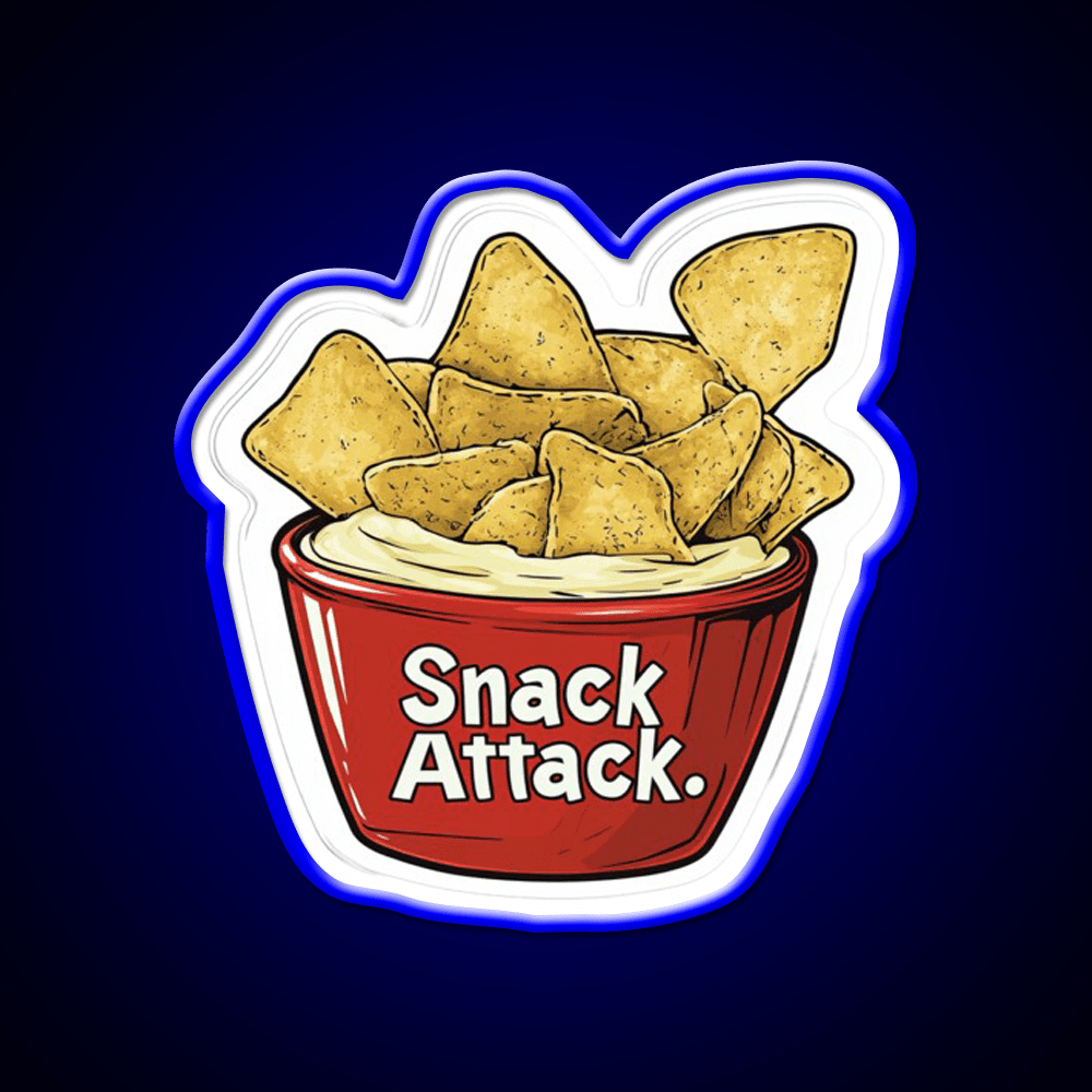 Snack Attack Potato Chip And Dip Bowl Snack Food Led Neon Sign Rgb Color - Shineneon