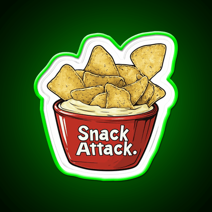 Snack Attack Potato Chip And Dip Bowl Snack Food Led Neon Sign Rgb Color - Shineneon