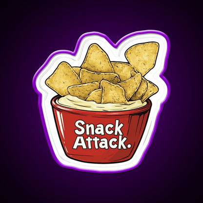 Snack Attack Potato Chip And Dip Bowl Snack Food Led Neon Sign Rgb Color - Shineneon