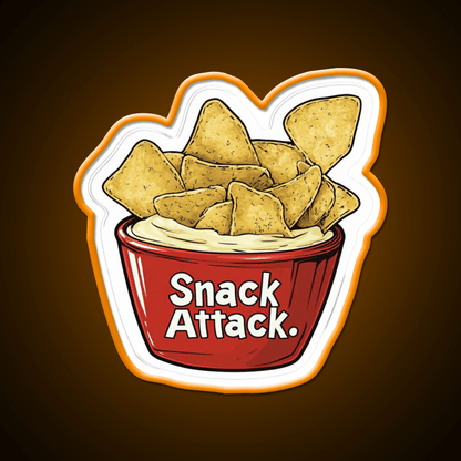 Snack Attack Potato Chip And Dip Bowl Snack Food Led Neon Sign Rgb Color - Shineneon