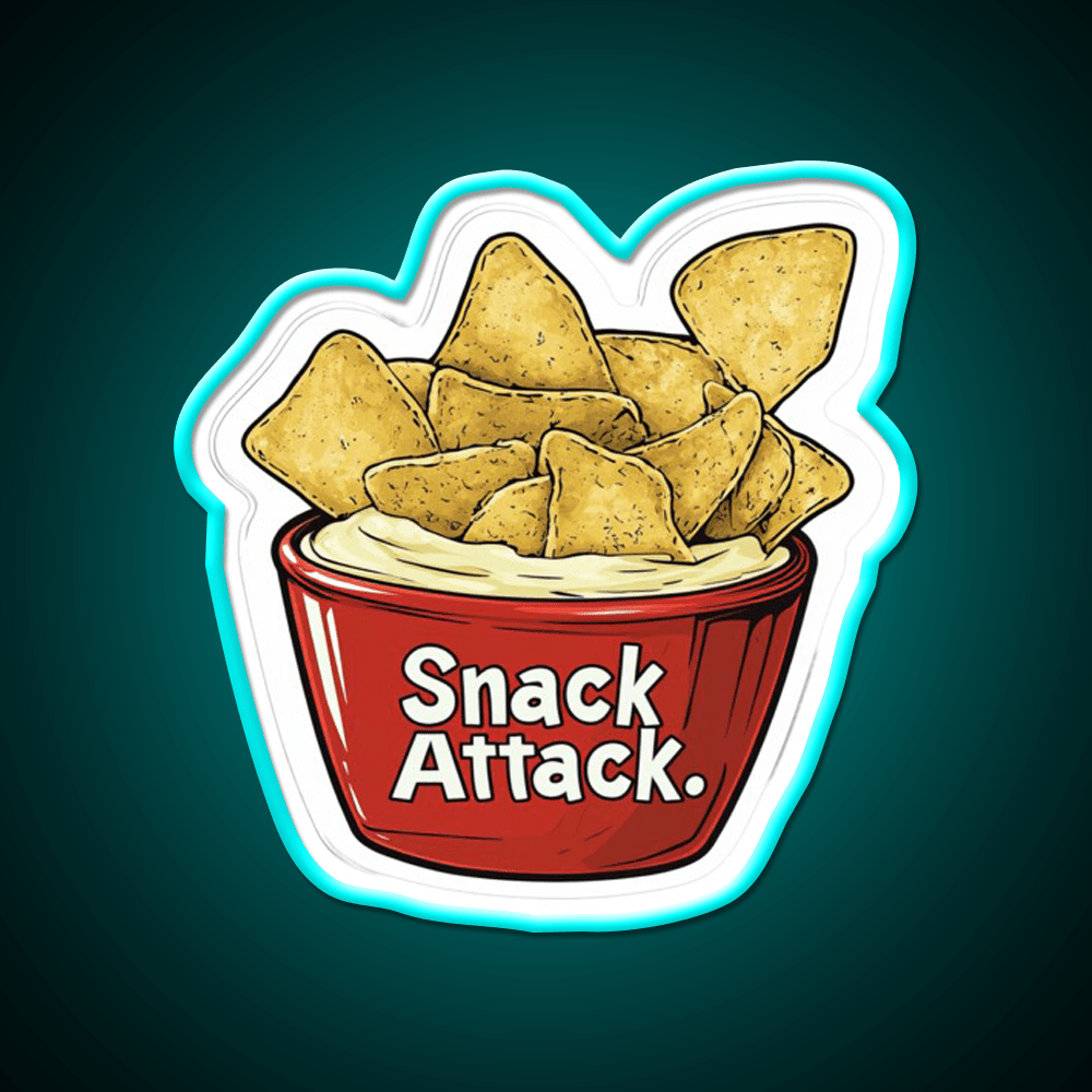 Snack Attack Potato Chip And Dip Bowl Snack Food Led Neon Sign Rgb Color - Shineneon