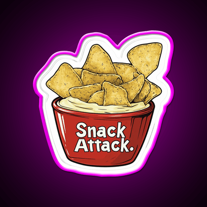 Snack Attack Potato Chip And Dip Bowl Snack Food Led Neon Sign Rgb Color - Shineneon