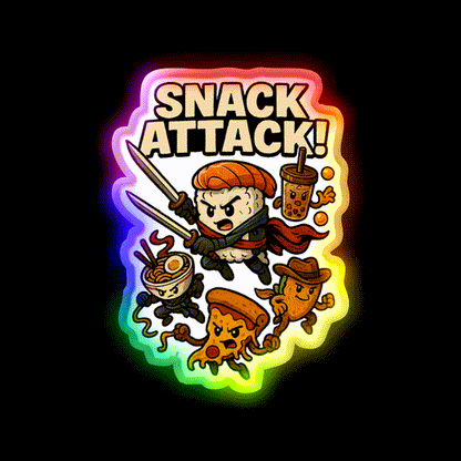 Snack Attack Snack Food Led Neon Sign For Snack Room Rgb Color - LED neon sign close-up detail