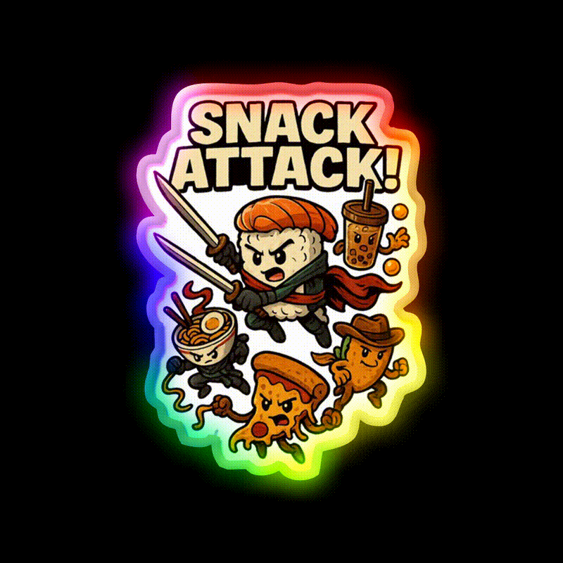 Snack Attack Snack Food Led Neon Sign For Snack Room Rgb Color - LED neon sign close-up detail