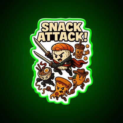 Snack Attack Snack Food Led Neon Sign For Snack Room Rgb Color - Shineneon