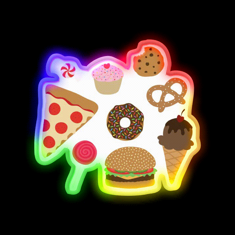 Snack Attack Snack Food Led Neon Sign For Vending Area Rgb Color - LED neon sign close-up detail