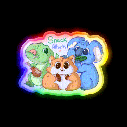 Snack Attack Snack Food Led Neon Sign Rgb Color - LED neon sign close-up detail